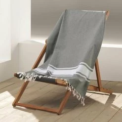 DOUCEUR D'INTÉRIEUR Fouta à Franges 100x200 Cm Filoti Kaki Coton - Vert