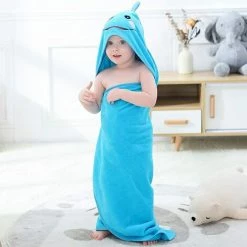 ALMI Serviette De Bain Bebe 90cmx90cm Couverture De Bain Pour Nouveau-Nés Ou Nourrissons Fille Et Garçon 0-6 Ans Bleu -Plaid et couverture Soldes 54024067 3