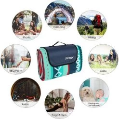 AICOK Couverture De Pique-nique Pliable Avec Poignée - Pratique - Compact - Imperméable - Thermo-isolant - Couleur Au Choix 200x300cm. Bleu -Plaid et couverture Soldes 54027821 5