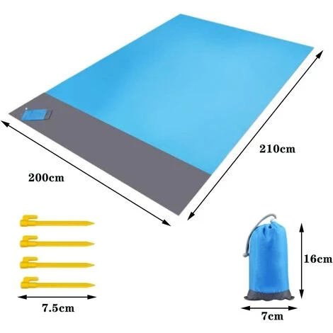 Tapis De Plage, 210x200cm Couverture De Pique-Nique, Imperméable Pliable Tapis De Picnic Portable, Imperméable Avec 4 Piquets Fixes Pour Plage, Camping, Picnic, Voyage, Randonnée, Parc,Starlight 4 Tapis De Plage, 210x200cm Couverture De Pique-Nique, Imperméable Pliable Tapis De Picnic Portable, Imperméable Avec 4 Piquets Fixes Pour Plage, Camping, Picnic, Voyage, Randonnée, Parc,Starlight – Image 2
