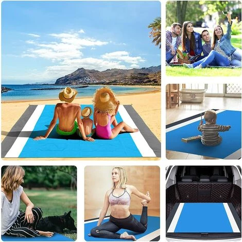 210x200cm Tapis De Plage, Tapis De Pique-Nique Portable, Avec 4 Clous De Fixation Et 1 Mousqueton, Adapté à La Plage, Camping, Pique-Nique, Voyage, Randonnée, Parc, Jardin,Starlight 6 210x200cm Tapis De Plage, Tapis De Pique-Nique Portable, Avec 4 Clous De Fixation Et 1 Mousqueton, Adapté à La Plage, Camping, Pique-Nique, Voyage, Randonnée, Parc, Jardin,Starlight – Image 4