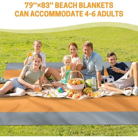 Couverture De Plage, 200×210cm, Imperméable à L'eau, Surdimensionnée Pour 4 à 7 Adultes, Grande Couverture De Pique-nique De Plage, Tapis De Plage Portable Pour Voyage, (jaune-gris),Starlight 4 Couverture De Plage, 200×210cm, Imperméable à L'eau, Surdimensionnée Pour 4 à 7 Adultes, Grande Couverture De Pique-nique De Plage, Tapis De Plage Portable Pour Voyage, (jaune-gris),Starlight – Image 2