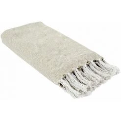 TOILINUX Plaid Jacquard - Longueur 125 Largeur 150 Epaisseur 0,2 Cm - Beige