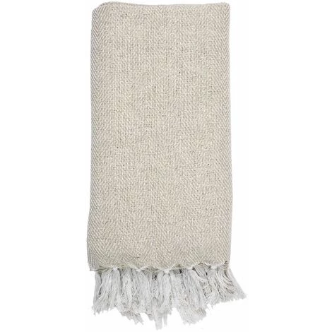 TOILINUX Plaid Jacquard - Longueur 125 Largeur 150 Epaisseur 0,2 Cm - Beige 4 TOILINUX Plaid Jacquard - Longueur 125 Largeur 150 Epaisseur 0,2 Cm - Beige – Image 2