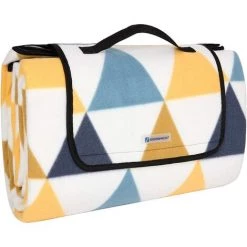 ZHUOXUAN Couverture De Pique-Nique, 200 X 200 Cm, Tapis De Plage, Gand, Pour Camping, Parc, Cour, Surface Imperméable, Pliable, Motif Triangle, Motif Triangle Jaune Et Bleu