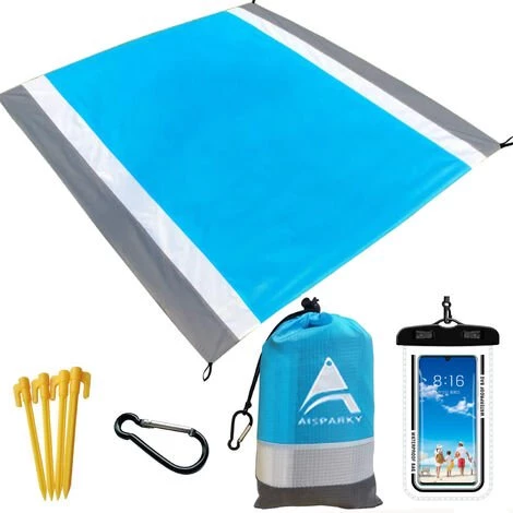 MERKMAK Couverture De Plage Anti-Sable, Taille Extra Large 210 X 200 Cm Couvertures De Pique-Nique D'Exterieur Impermeables Legeres Anti-Sable Pour 4 A 7 Adultes Avec Sac Etanche Pour Telephone Portable 3 MERKMAK Couverture De Plage Anti-Sable, Taille Extra Large 210 X 200 Cm Couvertures De Pique-Nique D'Exterieur Impermeables Legeres Anti-Sable Pour 4 A 7 Adultes Avec Sac Etanche Pour Telephone Portable