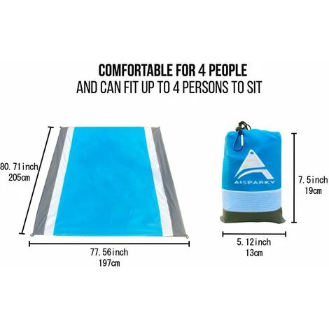 MERKMAK Couverture De Plage Anti-Sable, Taille Extra Large 210 X 200 Cm Couvertures De Pique-Nique D'Exterieur Impermeables Legeres Anti-Sable Pour 4 A 7 Adultes Avec Sac Etanche Pour Telephone Portable 4 MERKMAK Couverture De Plage Anti-Sable, Taille Extra Large 210 X 200 Cm Couvertures De Pique-Nique D'Exterieur Impermeables Legeres Anti-Sable Pour 4 A 7 Adultes Avec Sac Etanche Pour Telephone Portable – Image 2