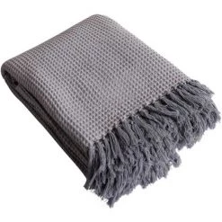 HOMEMAISON Couvre Lit En Coton Recyclé Gaufré Gris Clair 240 X 220 Cm - Gris Clair 7 HOMEMAISON Couvre Lit En Coton Recyclé Gaufré Gris Clair 240 X 220 Cm - Gris Clair -Plaid et couverture Soldes 54513814 3