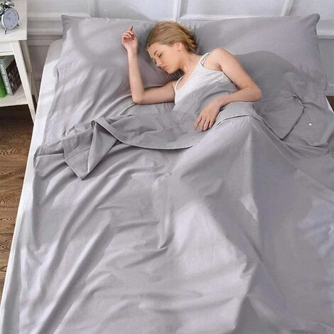 DECKON Sac De Couchage Double Doux Double Drap De Couchage Coton Sac De Couchage Chaud Drap De Voyage Léger Pour Hôtel Voyage En Plein Air Camping (Gris, Double) 5 DECKON Sac De Couchage Double Doux Double Drap De Couchage Coton Sac De Couchage Chaud Drap De Voyage Léger Pour Hôtel Voyage En Plein Air Camping (Gris, Double) – Image 3