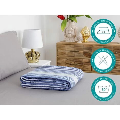 Baroni Home Couette Printemps Microfibre Lits Couvre-lit. Quilt D'été Unique 170x250 Cm - Lignes Bleues 4 Baroni Home Couette Printemps Microfibre Lits Couvre-lit. Quilt D'été Unique 170x250 Cm - Lignes Bleues – Image 2