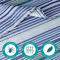 Baroni Home Couette Printemps Microfibre Lits Couvre-lit. Quilt D'été Unique 170x250 Cm - Lignes Bleues 8 Baroni Home Couette Printemps Microfibre Lits Couvre-lit. Quilt D'été Unique 170x250 Cm - Lignes Bleues -Plaid et couverture Soldes 54729743 3
