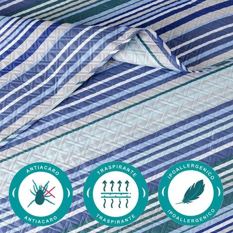 Baroni Home Couette Printemps Microfibre Lits Couvre-lit. Quilt D'été Unique 170x250 Cm - Lignes Bleues 5 Baroni Home Couette Printemps Microfibre Lits Couvre-lit. Quilt D'été Unique 170x250 Cm - Lignes Bleues – Image 3