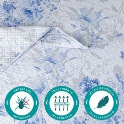 Baroni Home Couette Printemps Microfibre Lits Couvre-lit. Double Quilt D'été 250x250 Cm - Fleurs Bleues 8 Baroni Home Couette Printemps Microfibre Lits Couvre-lit. Double Quilt D'été 250x250 Cm - Fleurs Bleues -Plaid et couverture Soldes 54729755 3