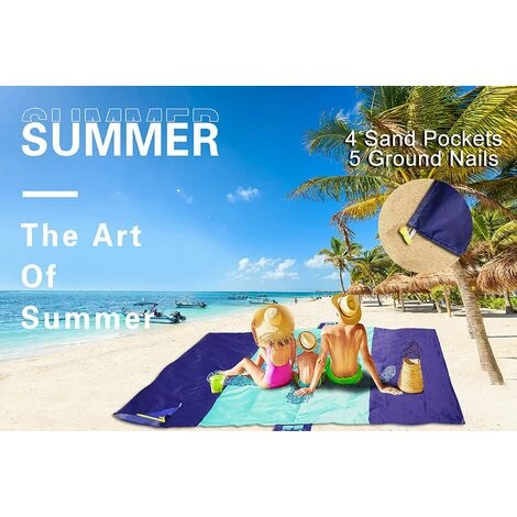 BENOBBY KIDS Couverture De Plage 200 Cm X 210 Cm Anti-sable Grande Couverture De Plage Maison Imperméable Coussin Léger Couverture De Pique-nique Portable En Plein Air Camping Couverture Grande Tortue(bleu) 4 BENOBBY KIDS Couverture De Plage 200 Cm X 210 Cm Anti-sable Grande Couverture De Plage Maison Imperméable Coussin Léger Couverture De Pique-nique Portable En Plein Air Camping Couverture Grande Tortue(bleu) – Image 2