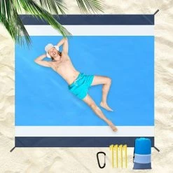 BENOBBY KIDS Couverture De Plage 200 Cm X 210 Cm Anti-sable Grande Couverture De Plage Maison Imperméable Coussin Léger Couverture De Pique-nique Portable Couverture De Camping En Plein Air