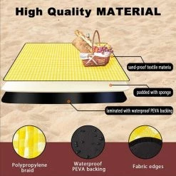 BENOBBY KIDS Tapis De Couverture De Pique-nique Imperméable Et Pliable Surdimensionné, Matériau 3 Couches, Couverture De Plage Extérieure Surdimensionnée, Résistant Au Sable Et à L'eau, Idéal Pour Le Camping, La Randonnée, Le Stationnement Sur L'herbe Avec La Famille -Plaid et couverture Soldes 54893454 3