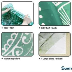 BENOBBY KIDS Couverture De Plage Soyeuse Et Douce Bohème Résistante Au Sable Avec Coins Et Poches En Filet Pour Fête Sur La Plage, Voyage, Camping Et Festival De Musique En Plein Air, Mandala Violet Orange -Plaid et couverture Soldes 54893480 4