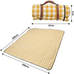 TolleTour Couverture De Camping Nappe Pique Nique Imperméable 200x200cm Poignée Isolation Tapis Jaune - Jaune -Plaid et couverture Soldes 54953796 2