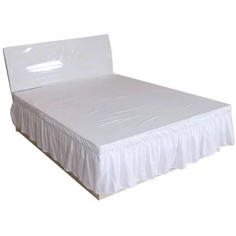 Jupe De Lit Stretch Blanc 135x200x40cm FUIENKO 3 Jupe De Lit Stretch Blanc 135x200x40cm FUIENKO