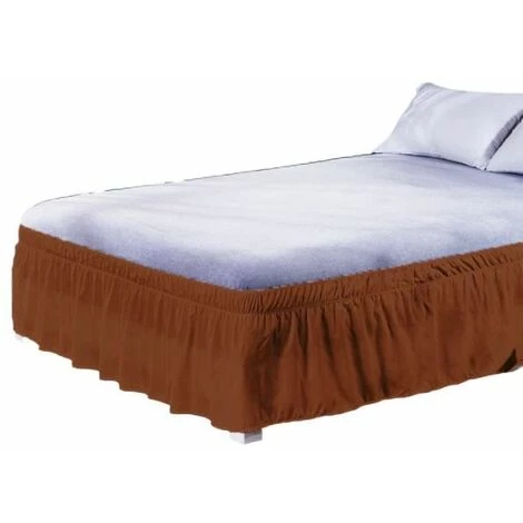 Jupe De Lit Stretch Marron 180x200x40cm FUIENKO 3 Jupe De Lit Stretch Marron 180x200x40cm FUIENKO