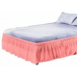 Jupe De Lit Élastique Rose 120X200cm FUIENKO