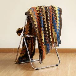 VERSAILLESFR Grand Plaids Couverture Tricotée Bohème 130 * 200cm En Fibre Acrylique Avec Franges Pour Canapé Fauteuil Chambre Lit (Orange),Versailles -Plaid et couverture Soldes 55060926 4