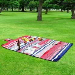 Gizcam Couverture De Pique-nique Portable Imperméable 200 X 200 Cm,Tapis Sable De Plage,Tapis De Plage Léger Tapis De Picnic Lavable Pour Camping, Plage, Jardin, Parc, BBQ, Randonnée, Rouge Et Bleu -Plaid et couverture Soldes 55298804 5
