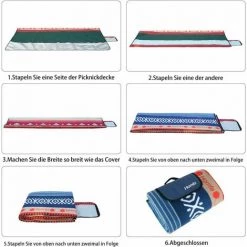 Gizcam Couverture De Pique-Nique, Pliable Et Imperméable, Couverture Tapis Portable, Pour Camping, Voyage, Plage, Jardin, Grand Tapis De Plage, à 4 à 8 Personnes, 200 X 200 Cm, Jaune Et Vert -Plaid et couverture Soldes 55299037 2