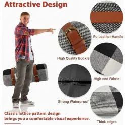 ZHUOXUAN Esportic Couverture Tapis De Pique-Nique, Tapis De Plage, 200 X 200 Cm Couverture Picnic, Couverture Tapis De Pique-Nique Imperméable Résistant à L'humidité Pliable Portable Avec Des Poignées -Plaid et couverture Soldes 55313789 3