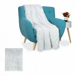 JARDIBRICODECO 2x Plaids Fausse Fourrure Blanc