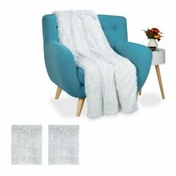 JARDIBRICODECO 3x Plaids Fausse Fourrure Blanc