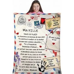 Plaid Personnalisé Doux Pour Offrir à Sa Fille De La Part De Maman Idée Cadeau Original Utile Pour Un Anniversaire Noel La Fête Des Mères Un Mariage Couverture Couvre Lit Deco De La Maison Sur Canapé，150*130cm，Starlight