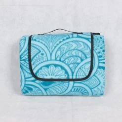 THSINDE Couverture Pique Nique Impermeable 200x150,Nappe Exterieur Plaid Pique-Nique Tapis Picnic Lavable Pour Camping,Parc,Cour - Picnic Blanket Pliable Avec Poignée(Paon Bleu)