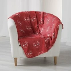 1001KDO POUR LA MAISON Plaid 125x150cm Edelweisse Rouge
