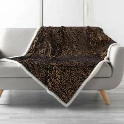 1001KDO POUR LA MAISON Plaid 125x150cm Sherpa Safari Noir
