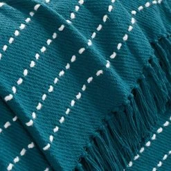 1001KDO POUR LA MAISON Plaid A Franges 125x150cm Cayenne Bleu -Plaid et couverture Soldes 55497232 2