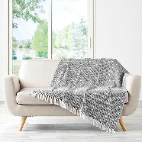 1001KDO POUR LA MAISON Plaid à Franges Coton Basile 3 1001KDO POUR LA MAISON Plaid à Franges Coton Basile
