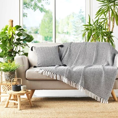 1001KDO POUR LA MAISON Plaid à Franges Coton Basile 5 1001KDO POUR LA MAISON Plaid à Franges Coton Basile – Image 3