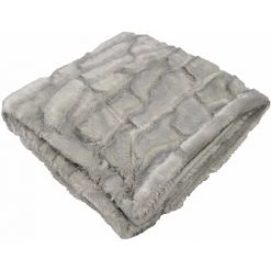 1001KDO POUR LA MAISON Plaid Couverture A Poil Doux 125 X 150 Cm Imitation Fourrure Ecaille Gris