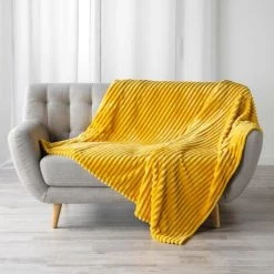 1001KDO POUR LA MAISON Plaid Flanelle 125x150cm Galie Jaune
