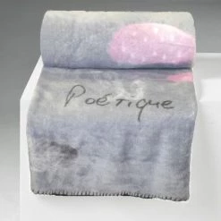 1001KDO POUR LA VOITURE Plaid Flanelle Imprime Poetique Gris 125 X 150 Cm