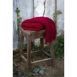 1001KDO POUR LA MAISON Plaid Maille A Franges 125x150cm Sacha Rouge