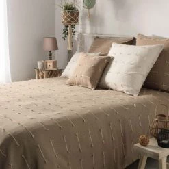 1001KDO POUR LA MAISON Couvre Lit 180x220cm Fileo Taupe