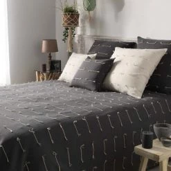 1001KDO POUR LA MAISON Couvre Lit 230x250cm Fileo Anthracite