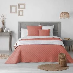 1001KDO POUR LA MAISON Couvre Lit Matelassé Mellewe Terracotta 240x260cm