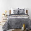 1001KDO POUR LA MAISON Couvre Lit Microfibre Hazel Feuille Gris -Plaid et couverture Soldes 55499658 1