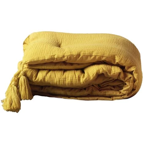1001KDO POUR LA MAISON Chemin De Lit Gaze De Coton Angeliase Jaune 3 1001KDO POUR LA MAISON Chemin De Lit Gaze De Coton Angeliase Jaune