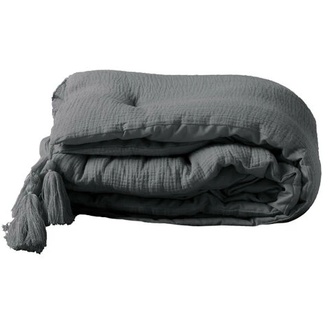 1001KDO POUR LA MAISON Chemin De Lit Gaze De Coton Angeliase Anthracite 3 1001KDO POUR LA MAISON Chemin De Lit Gaze De Coton Angeliase Anthracite