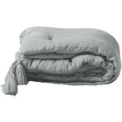 1001KDO POUR LA MAISON Chemin De Lit Gaze De Coton Angeliase Gris