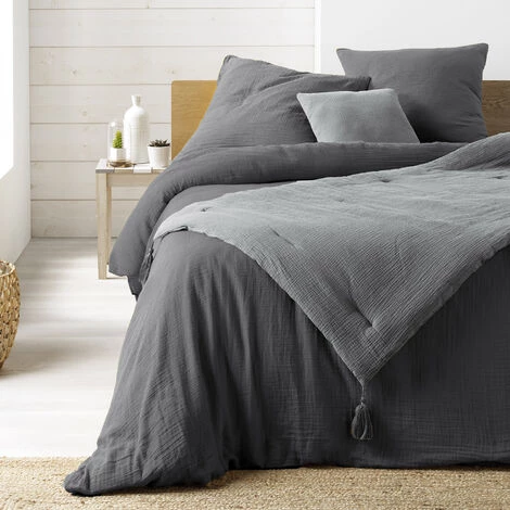 1001KDO POUR LA MAISON Chemin De Lit Gaze De Coton Angeliase Gris 4 1001KDO POUR LA MAISON Chemin De Lit Gaze De Coton Angeliase Gris – Image 2
